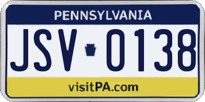 PA license plate JSV0138