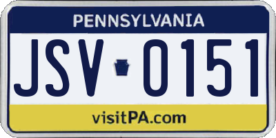 PA license plate JSV0151