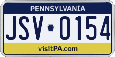 PA license plate JSV0154