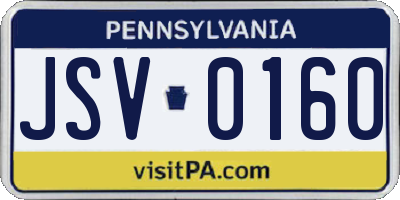PA license plate JSV0160