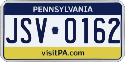 PA license plate JSV0162