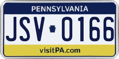 PA license plate JSV0166