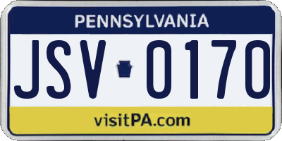 PA license plate JSV0170