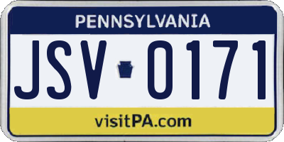 PA license plate JSV0171