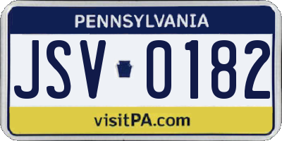 PA license plate JSV0182