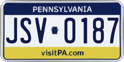 PA license plate JSV0187
