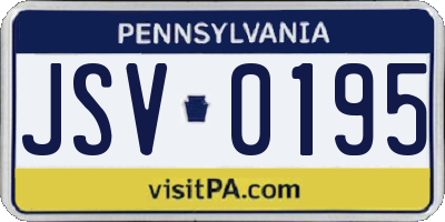 PA license plate JSV0195
