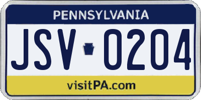 PA license plate JSV0204