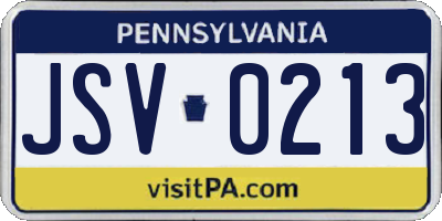 PA license plate JSV0213