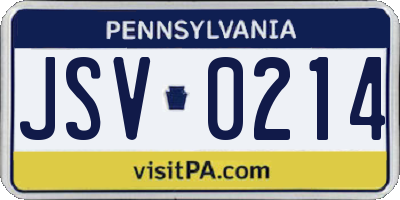 PA license plate JSV0214