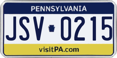 PA license plate JSV0215