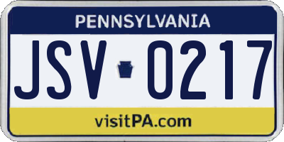 PA license plate JSV0217
