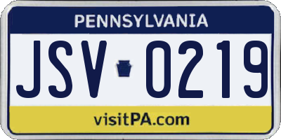 PA license plate JSV0219