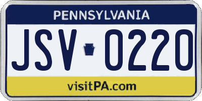 PA license plate JSV0220
