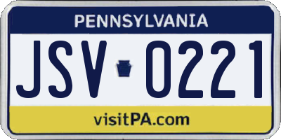 PA license plate JSV0221