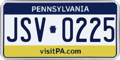 PA license plate JSV0225