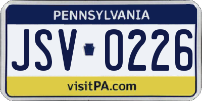 PA license plate JSV0226