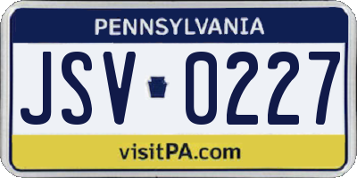 PA license plate JSV0227
