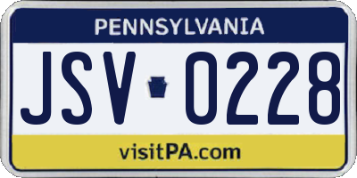 PA license plate JSV0228