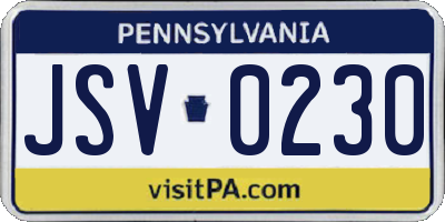 PA license plate JSV0230