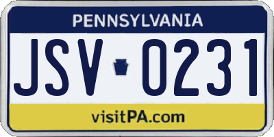 PA license plate JSV0231