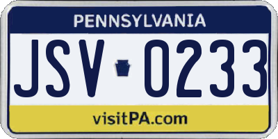 PA license plate JSV0233