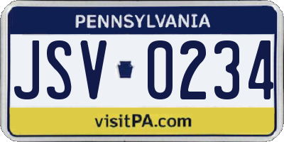 PA license plate JSV0234