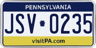 PA license plate JSV0235