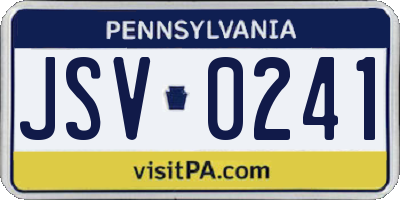PA license plate JSV0241