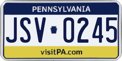 PA license plate JSV0245