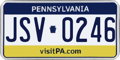 PA license plate JSV0246