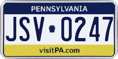 PA license plate JSV0247
