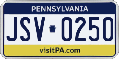 PA license plate JSV0250