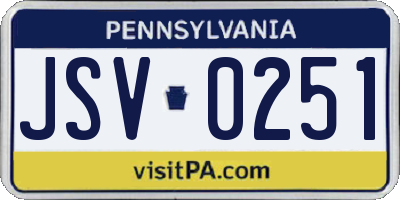 PA license plate JSV0251