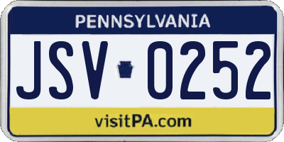 PA license plate JSV0252