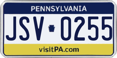 PA license plate JSV0255