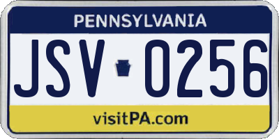 PA license plate JSV0256