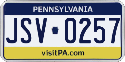 PA license plate JSV0257