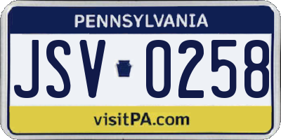 PA license plate JSV0258