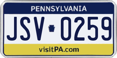 PA license plate JSV0259