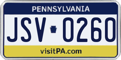 PA license plate JSV0260