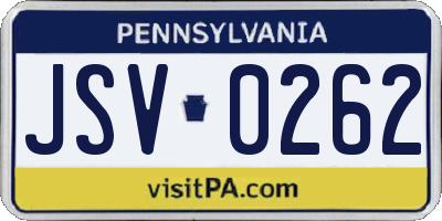 PA license plate JSV0262