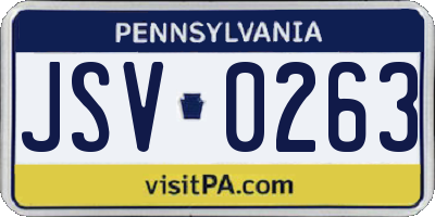PA license plate JSV0263