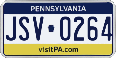 PA license plate JSV0264