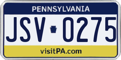 PA license plate JSV0275