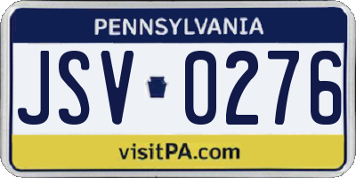 PA license plate JSV0276