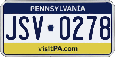PA license plate JSV0278