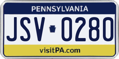 PA license plate JSV0280