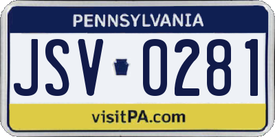 PA license plate JSV0281