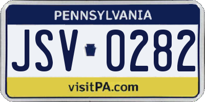 PA license plate JSV0282